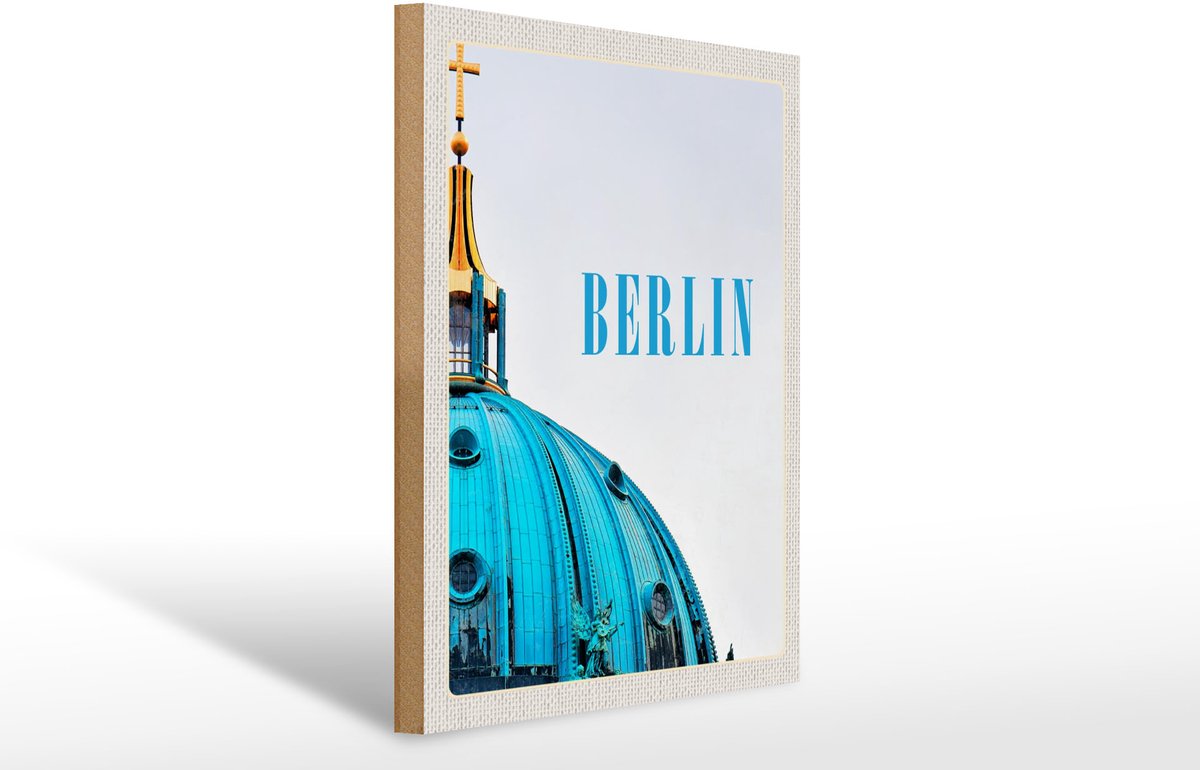 Holzschild Reise 30x40cm Berlin Deutschland Kirche