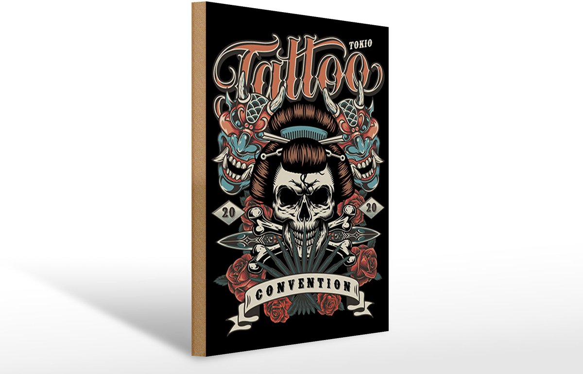 Holzschild Tattoo 30x40cm Tokio convention