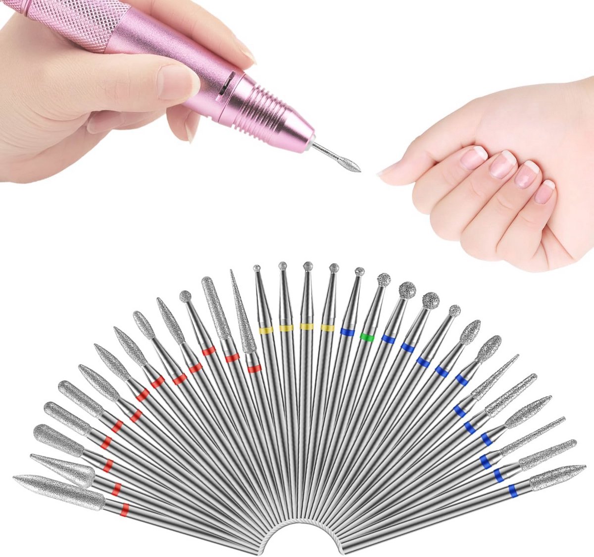 30 Stuks Nagel Boren Set voor Manicure en Pedicure - Tungsten Rotary Diamond