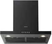 Inventum AKB6005ZWA platte wandschouw afzuigkap 60 cm - Afzuigcapaciteit 630 m3/h - Geschikt voor open keuken - 3 standen - Ledspots - Luchtafvoer en recirculatie - Zwart