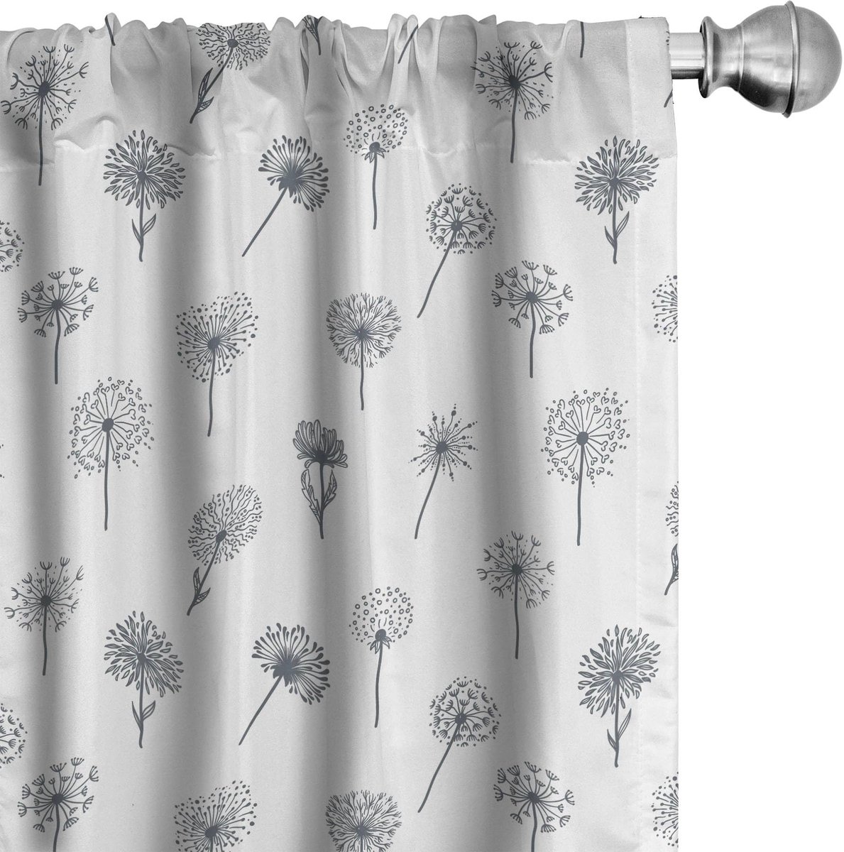 ABAKUHAUS Gordijnen – Paardenbloem – 2x75x245 cm – microvezel Paarsblauw en Wit