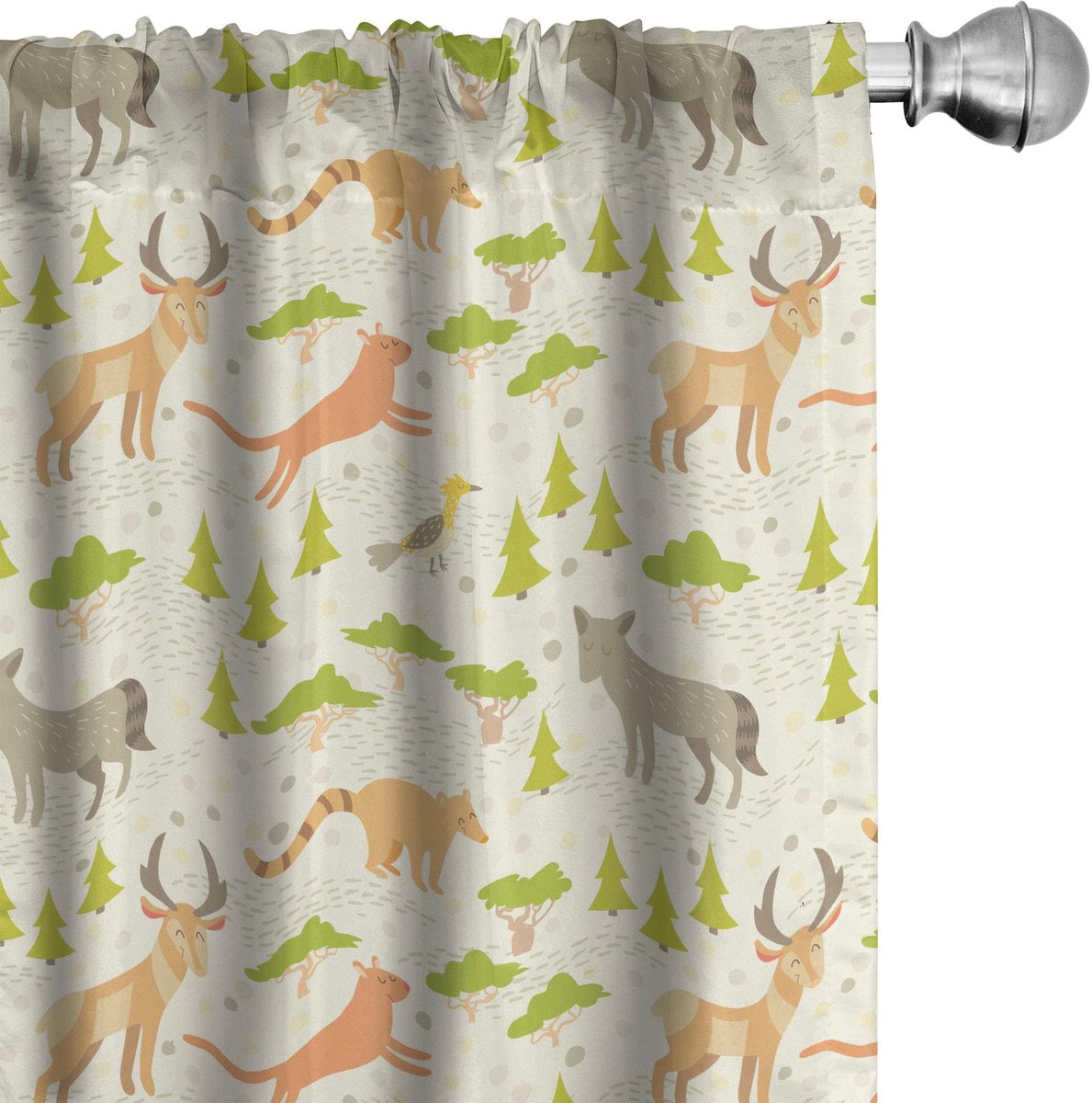 ABAKUHAUS Gordijnen – 2x75x245 cm – Microvezel – Veelkleurig, bosdieren Mehrfarbig