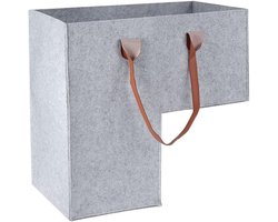 Vouwbare Vilt Trapmand 40 cm - Grote Trapmanden met Kunstlederen Handvatten - Traplift Mand voor Houten Trappen - Opbergoplossing en Huishouddecoratie - Grijs