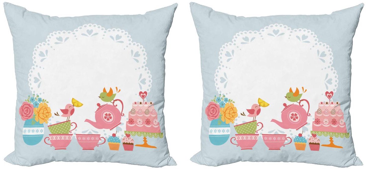 ABAKUHAUS Thee-Party kussenhoes set – 2x40x40 cm – dubbelzijdig bedrukt Mehrfarbig