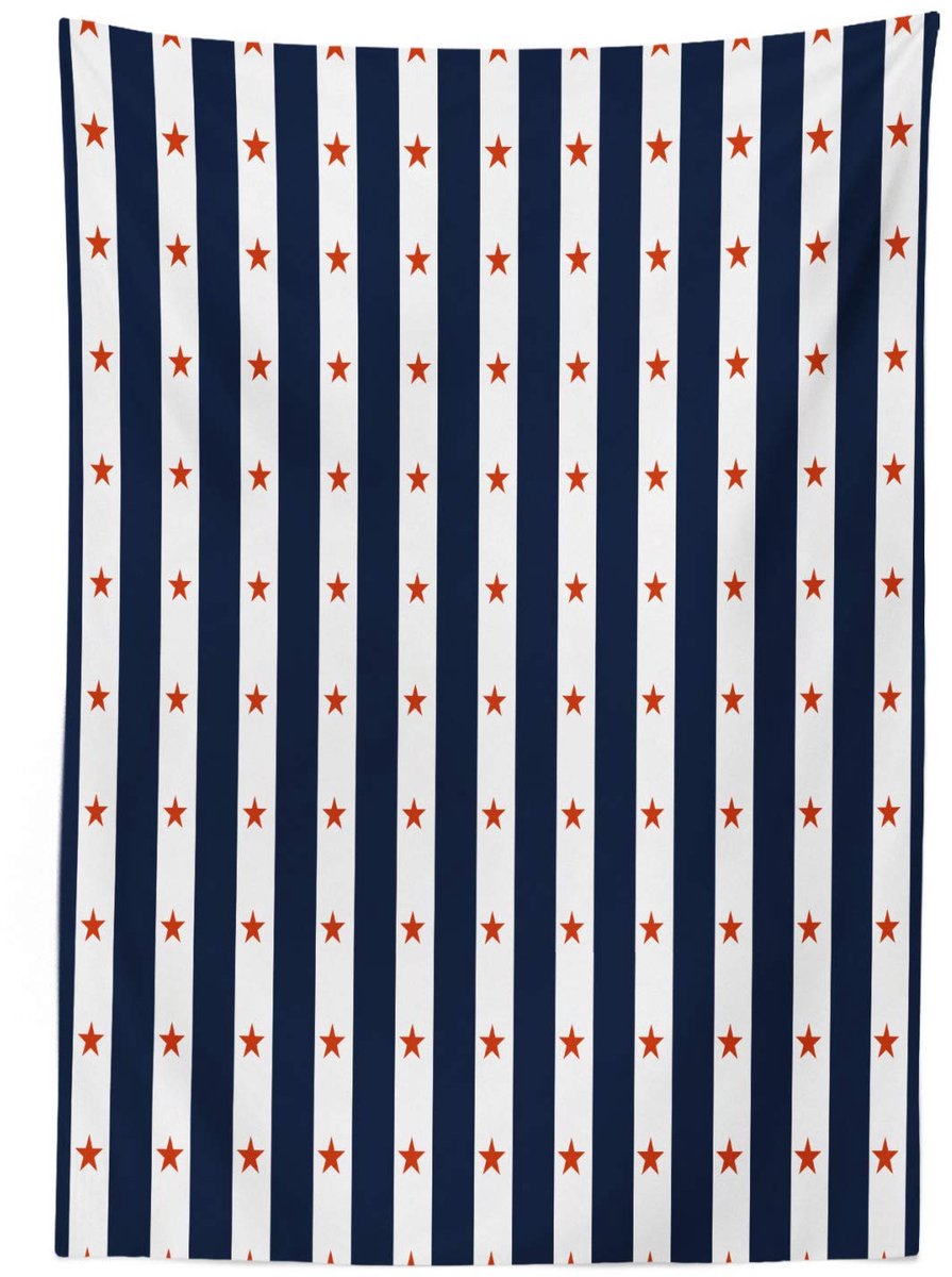 ABAKUHAUS Tafelkleed 140x200 – satijnmix – indigo/wit/rood – machinewasbaar