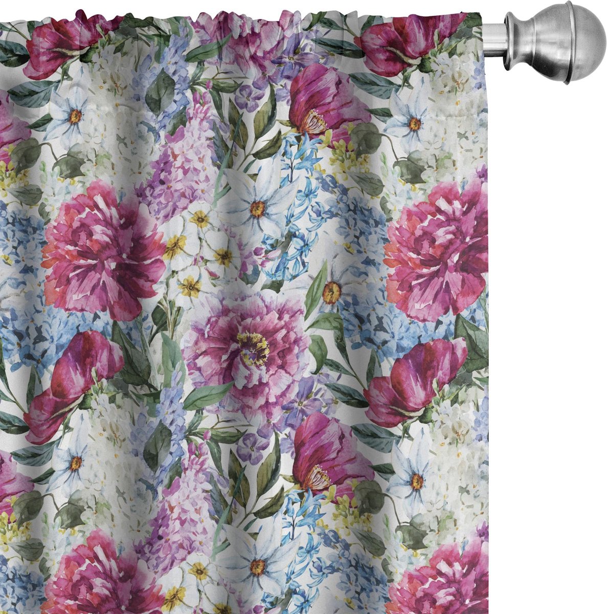 ABAKUHAUS Bloemen gordijnen – 2-delige set 75x175 – microvezel multicolor Meer-kleurig
