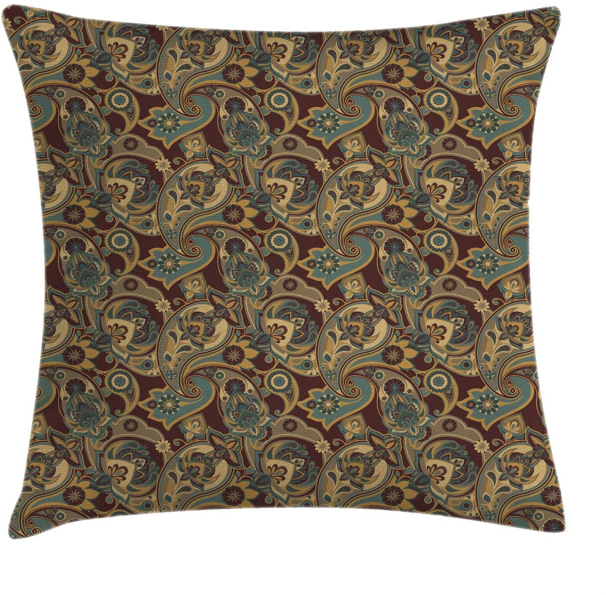 ABAKUHAUS Paisley Kussenhoes – 40x40 cm – Beiden zijden bedrukt – zandbruin-chocolade Sandbruin Chocolade