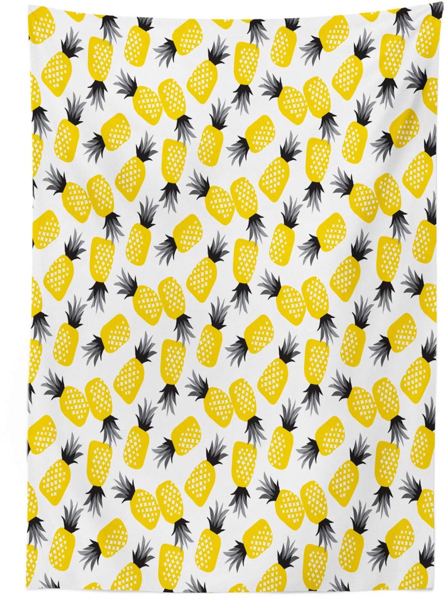 ABAKUHAUS Ananas Tafelkleed – 140 x 200 cm – Geel/Zwart/Grijs