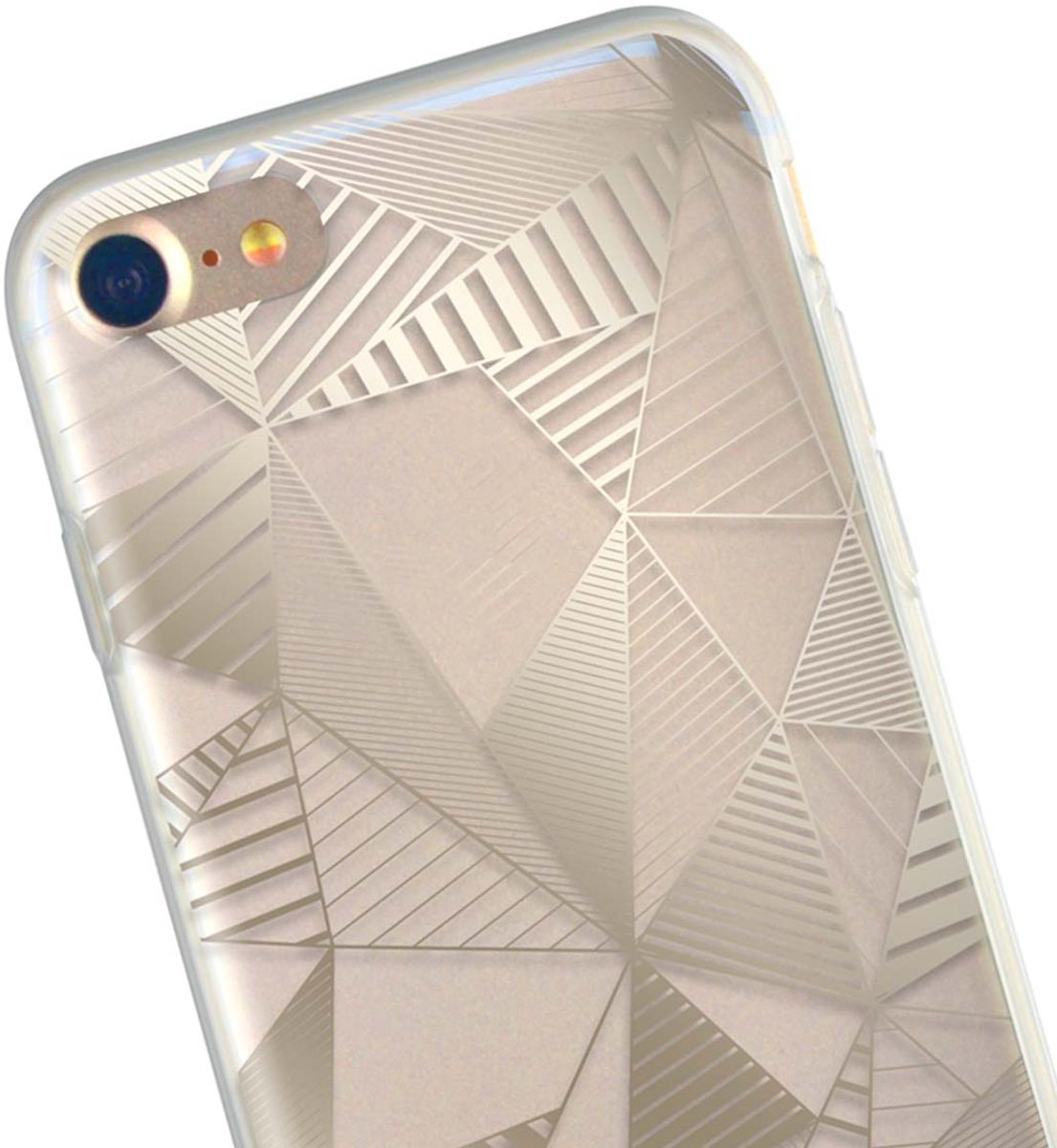 Bigben Connected, Hoesje geschikt voor iPhone SE 2020/8/7 - Semi-hardcase met Driehoekige Grafische Patronen, Goud