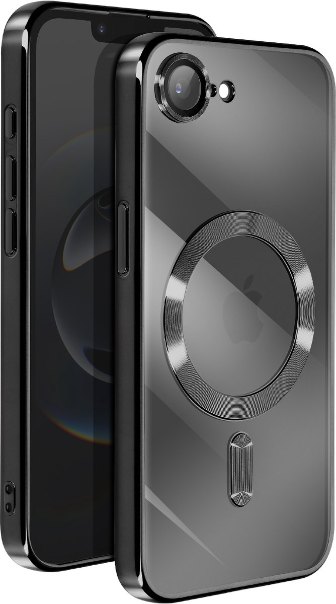 Avizar Silicone hoesje Geschikt voor Apple iPhone 16e met camerabescherming, Zwart
