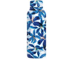 Quokka, Isolatie Fles 510 ml Dubbelwandig met Bloemen Decor Hibiscus, Turquoise