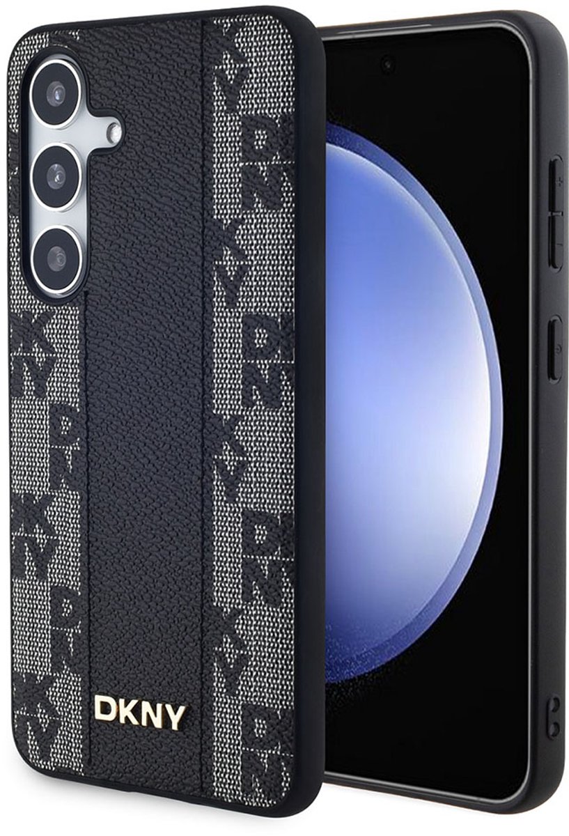 DKNY, Hoesje Geschikt voor Samsung Galaxy S24 Plus MagSafe-compatibel met Ultra-Chic ruitpatroon, Zwart
