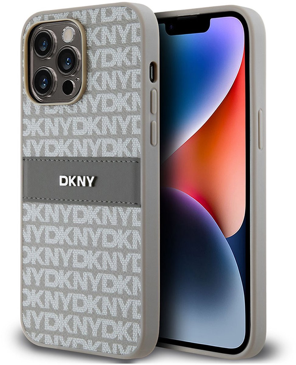 DKNY Textured Tonal Stripe Back Case - Geschikt voor Apple iPhone 15 Pro Max (6.7") - Beige