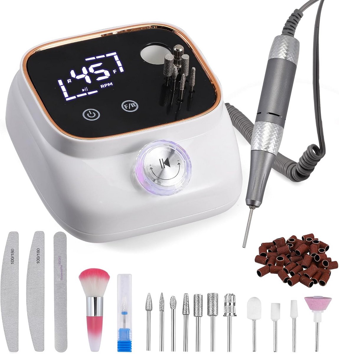 Elektrische nagelfrees met LCD-display en 56 accessoires voor manicure en pedicure