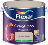 Flexa - Creations Muurverf Extra Mat - Urban Taupe - 2.5 Liter - 25m2 - Voor binnen - Bruin - Hoge kleurintensiteit - Superieur kleurbehoud - Superieure dekking - Uitstekend reinigbaar