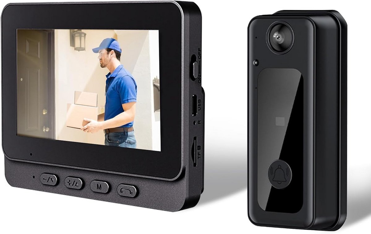 Draadloze Deurbelcamera 8MP met HD Beeld en Nachtzicht - Gekenmerkt door Groothoeklens en 2-weg Gesprek