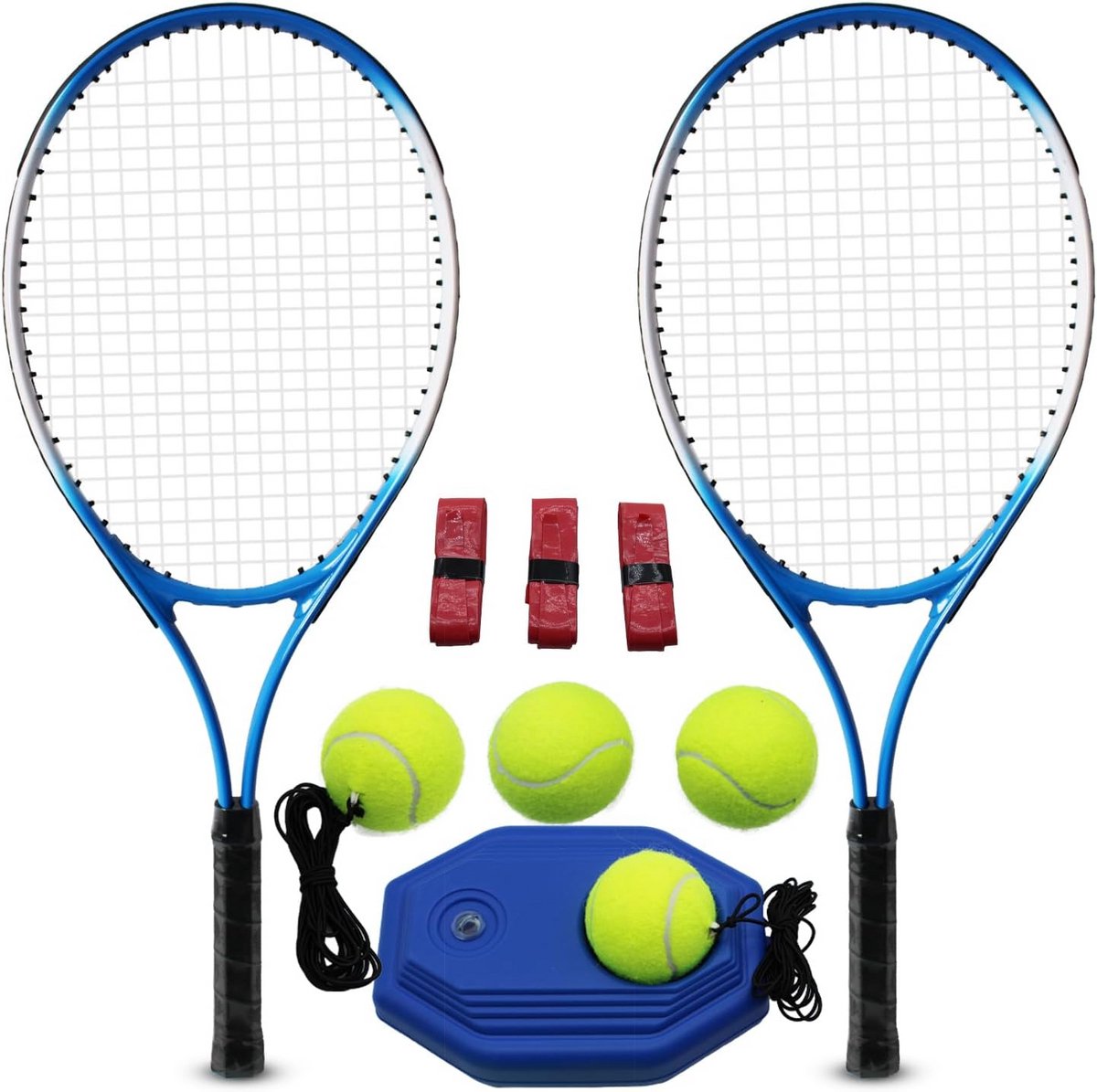 Tennisrackets Set voor Volwassenen met Tennisballen en Overgrips - Voor Beginners en Professionals