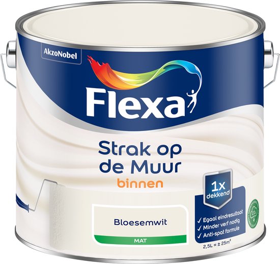 Flexa Tight on the wall Peinture murale - Mat - 2,5 litres - Blanc fleuri