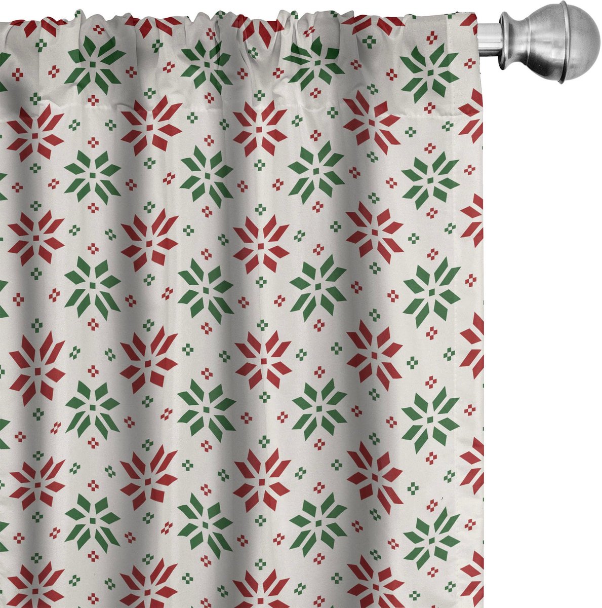 ABAKUHAUS Geometrische Gordijnen – 2x75x175 cm – Mikrofaser, halfdonkerend Rood