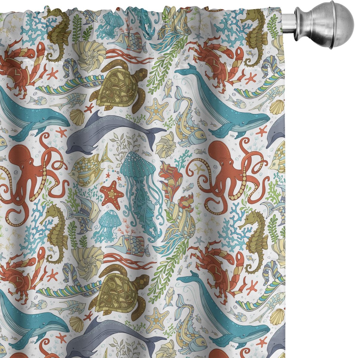 ABAKUHAUS Onderwater Gordijnen – Warboel Zeewezens – 2x75x175 cm Mehrfarbig