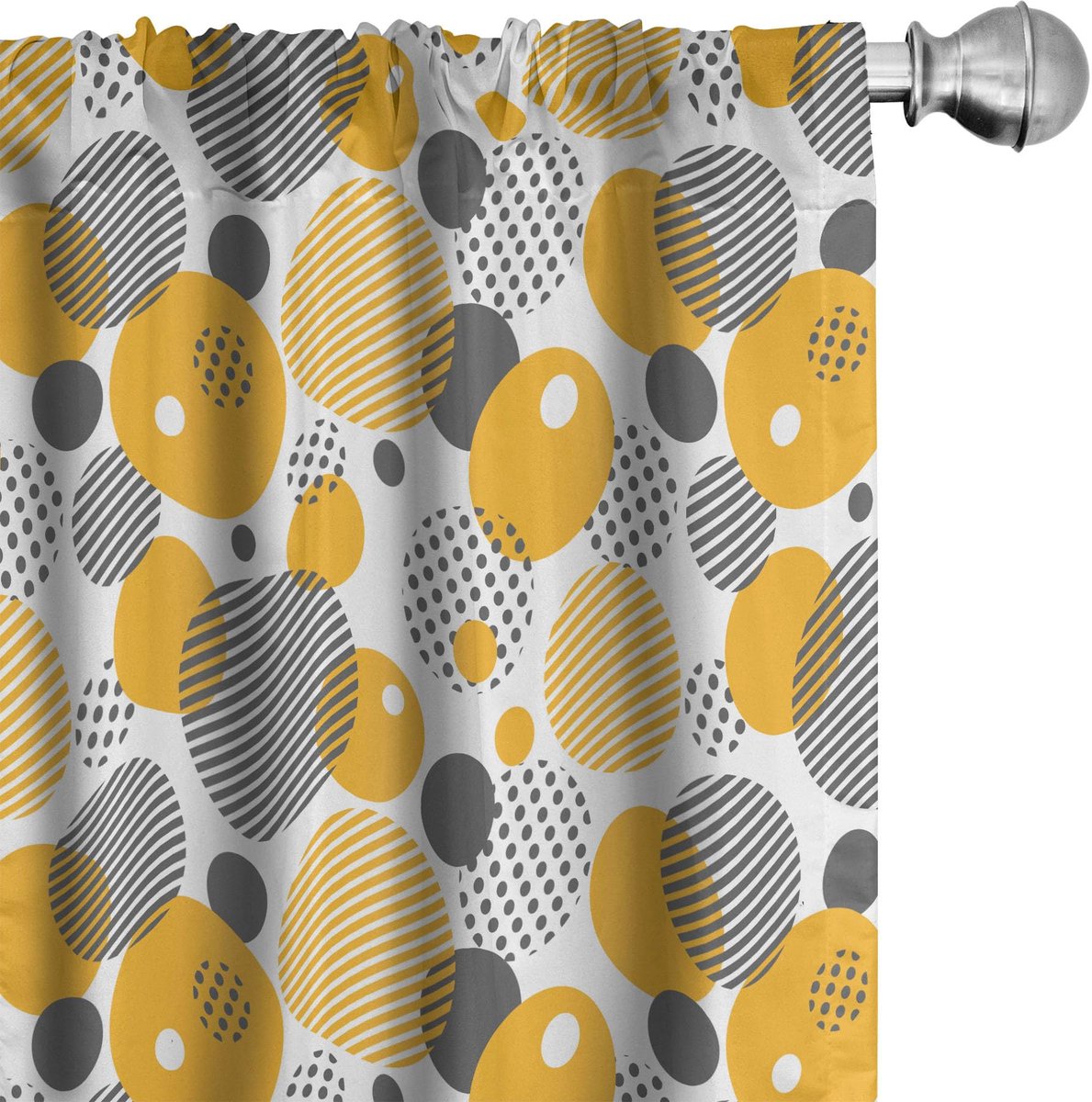 ABAKUHAUS Geometrische gordijnen – 2-delige set microvezel 150x245 cm Aarde Geel Grijs