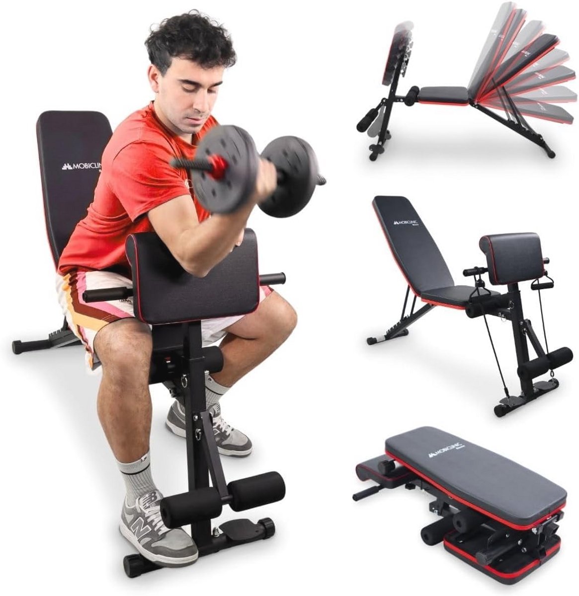 Verstelbare Gewichtsbank met Weerstandsbanden - Multifunctioneel en Opvouwbaar voor Thuis Fitness