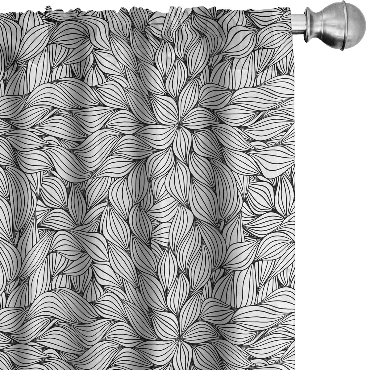 ABAKUHAUS Zwart-wit Voorhangset – 2x75x245 cm – microvezel – halfverduisterend Wit Zwart