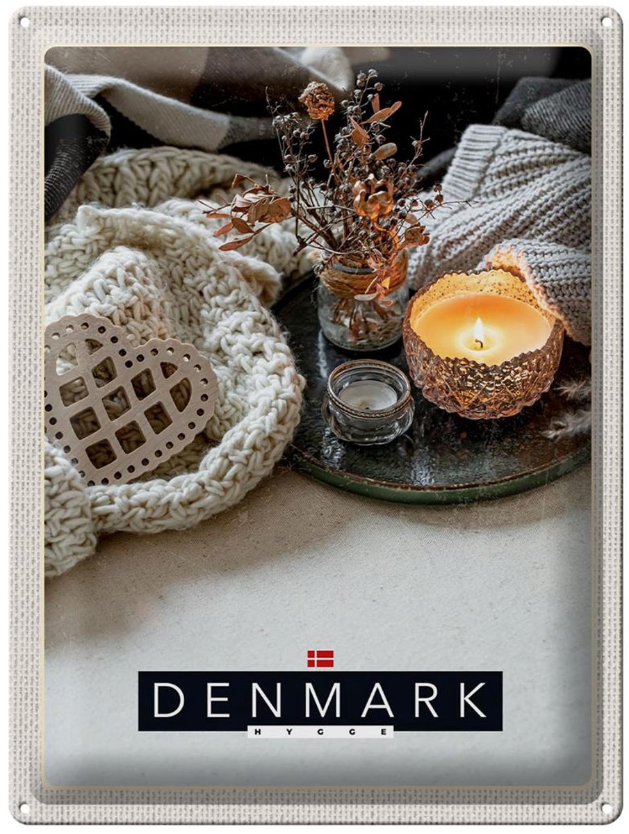 Blechschild Reise 30x40cm Dänemark ration gemütlich Kerze