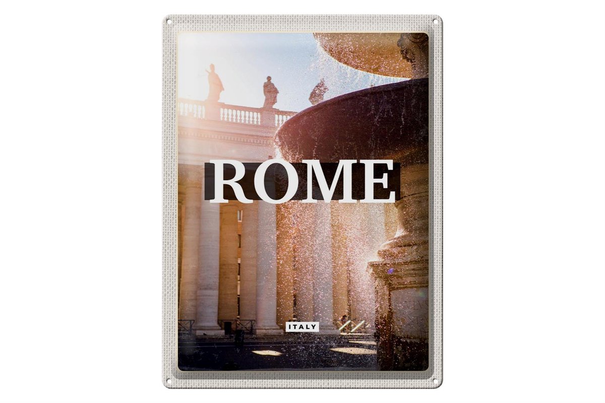 Femer Blechschild Reise 30x40cm Rom Italien Brunnen Mittelalter