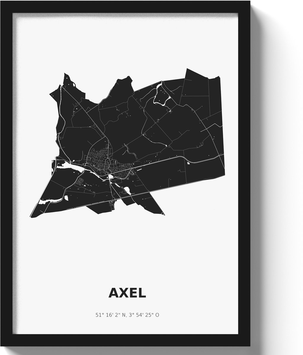 Poster Axel A2 - 42 x 59,4 cm - Zwart/Wit Inclusief lijst (Zwart MDF)
