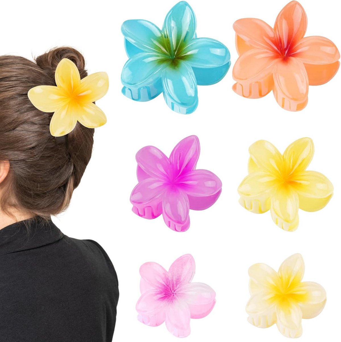 6x Bloemen Haarspeldjes Set voor Dames - Non-slip Hawaii Bloemen Haar Accessoires