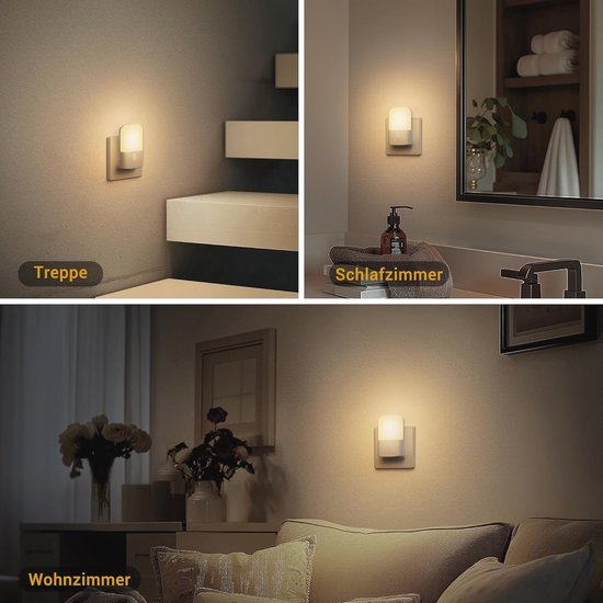 Nachtlamp met Schemersensor en Dimbare Stopcontacten - 2 Stuks - 2700K Warm Wit LED — afbeelding 2