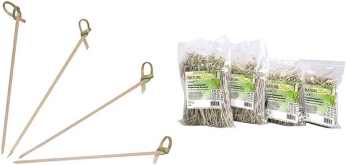 Set van 250 Duurzame Bamboe Spiesjes met Knoop - 12 cm voor Garnituren en Hapjes