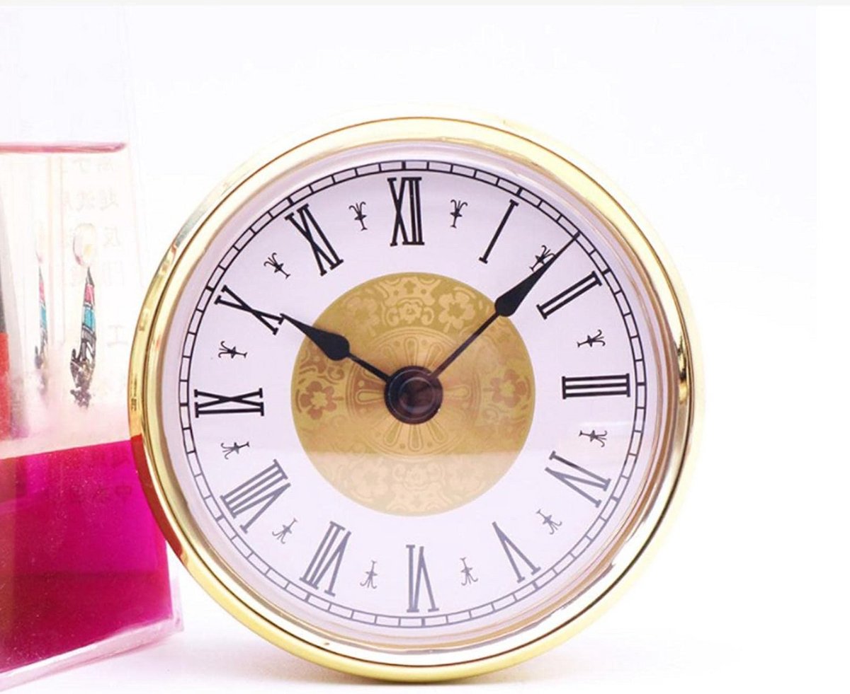 Mini Klok zonder Merk Romeinse Cijfers 80 mm - Gouden Rand voor DIY en Vervanging