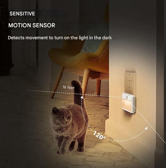 Nachtlampje met Bewegingssensor - Dimbaar Led Nachtlicht - Warm Wit 2700k - Automatische Uitschakeling 30/60/120 Seconden - Helderheid 0-100% - Voor Stopcontact - Nachtlampje - Set Van 2 Stuks van Merkloos — afbeelding 3