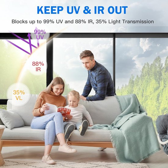 Spiegelfolie voor ramen, doorschijnend, 99% anti-uv hittebescherming, temperatuurregeling, bescherming van het privéleven, zelfklevend, voor ramen, huis, kantoor, winkel, (60 x 200 cm, zilver-zwart