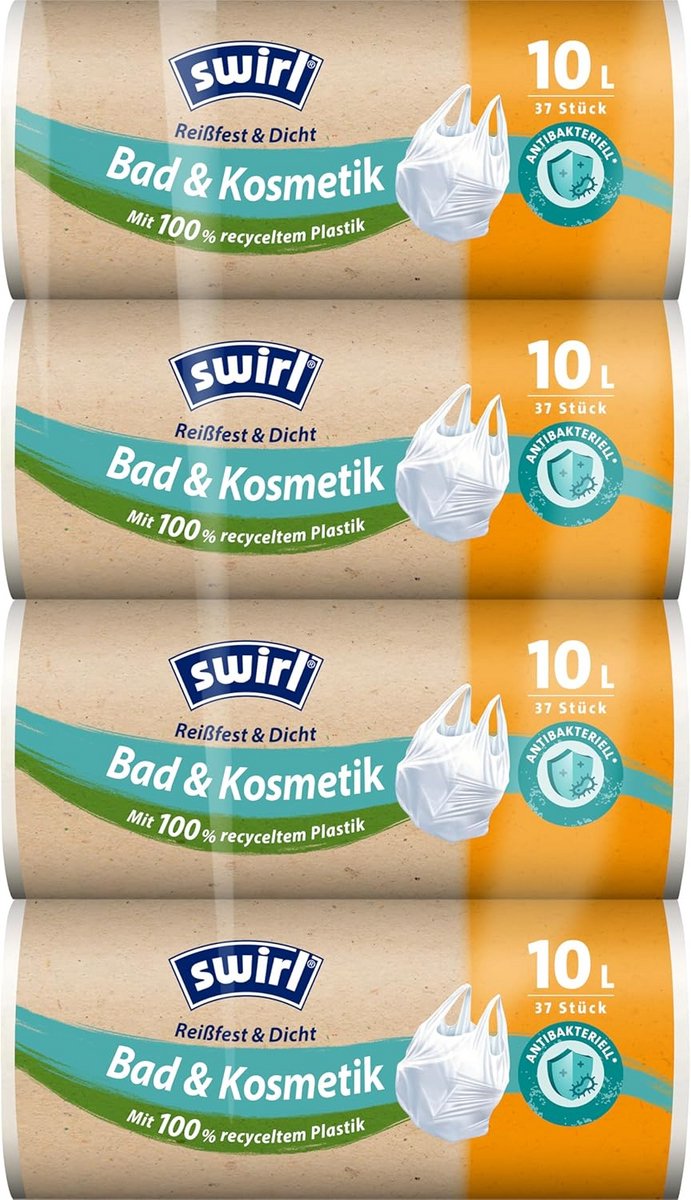 Scheurvaste en waterdichte vuilniszakken (10 liter) met draaggreep voor badkamer