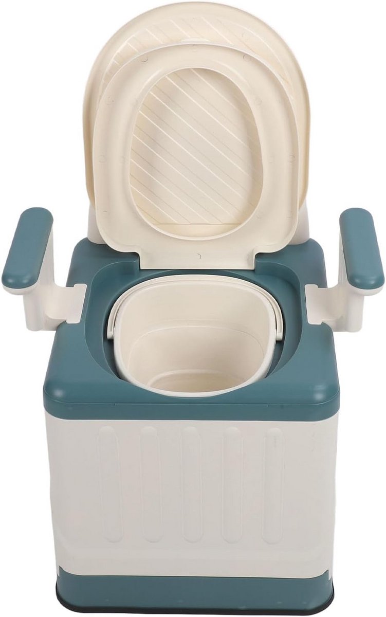 Opvouwbaar Campingtoilet met Armleuningen en Zacht Kussen voor Ouderen en Thuisgebruik