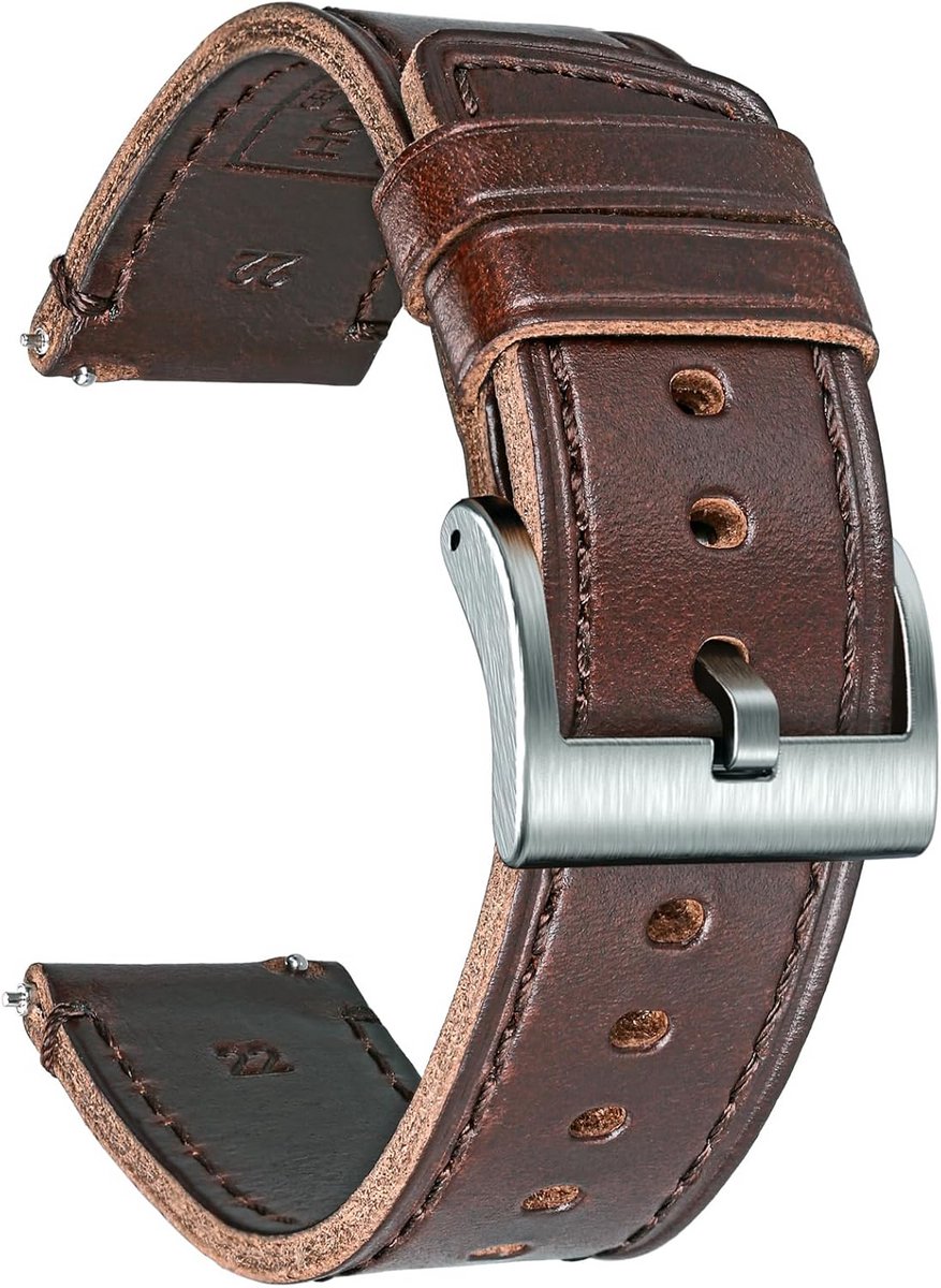 Leren Horlogeband Heren - Vintage Vervangende Band met Quick Release - 18mm, 20mm, 22mm
