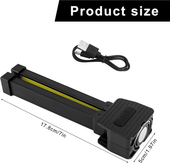 Deze draagbare magnetische LED-fitnesslamp is 180 graden opvouwbaar, heeft een haak, 7 helderheidsniveaus en 4 standen en is daardoor geschikt voor fitness, kamperen, thuis en op kantoor. van Merkloos — afbeelding 4