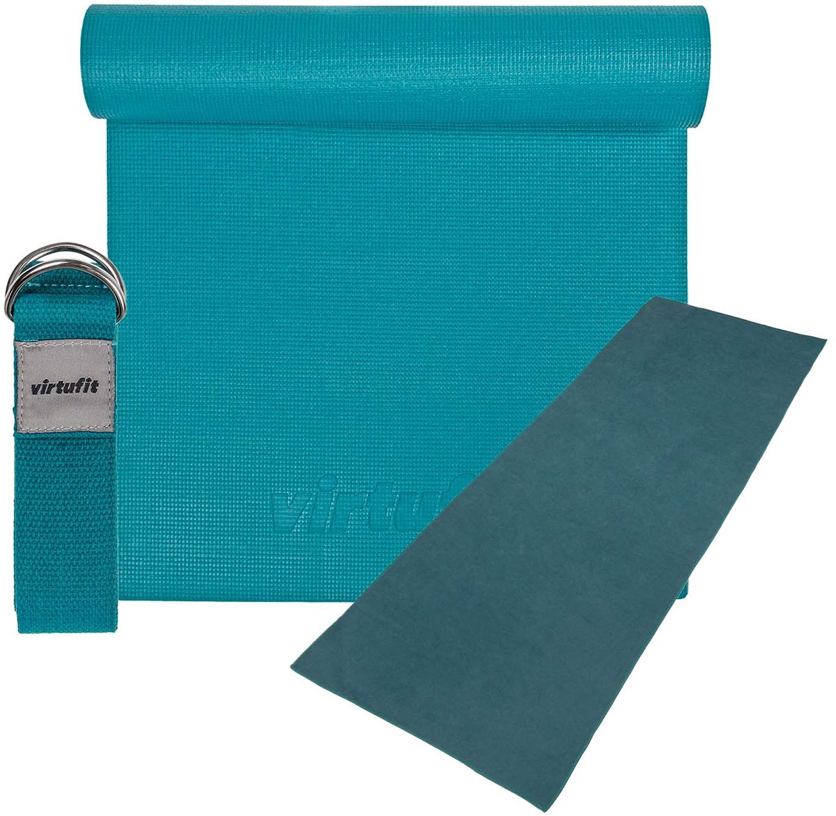 VirtuFit Premium Yoga Kit - 3-Delig - Inclusief Yoga Mat, Yoga Riem en Yoga Handdoek - Ocean Green