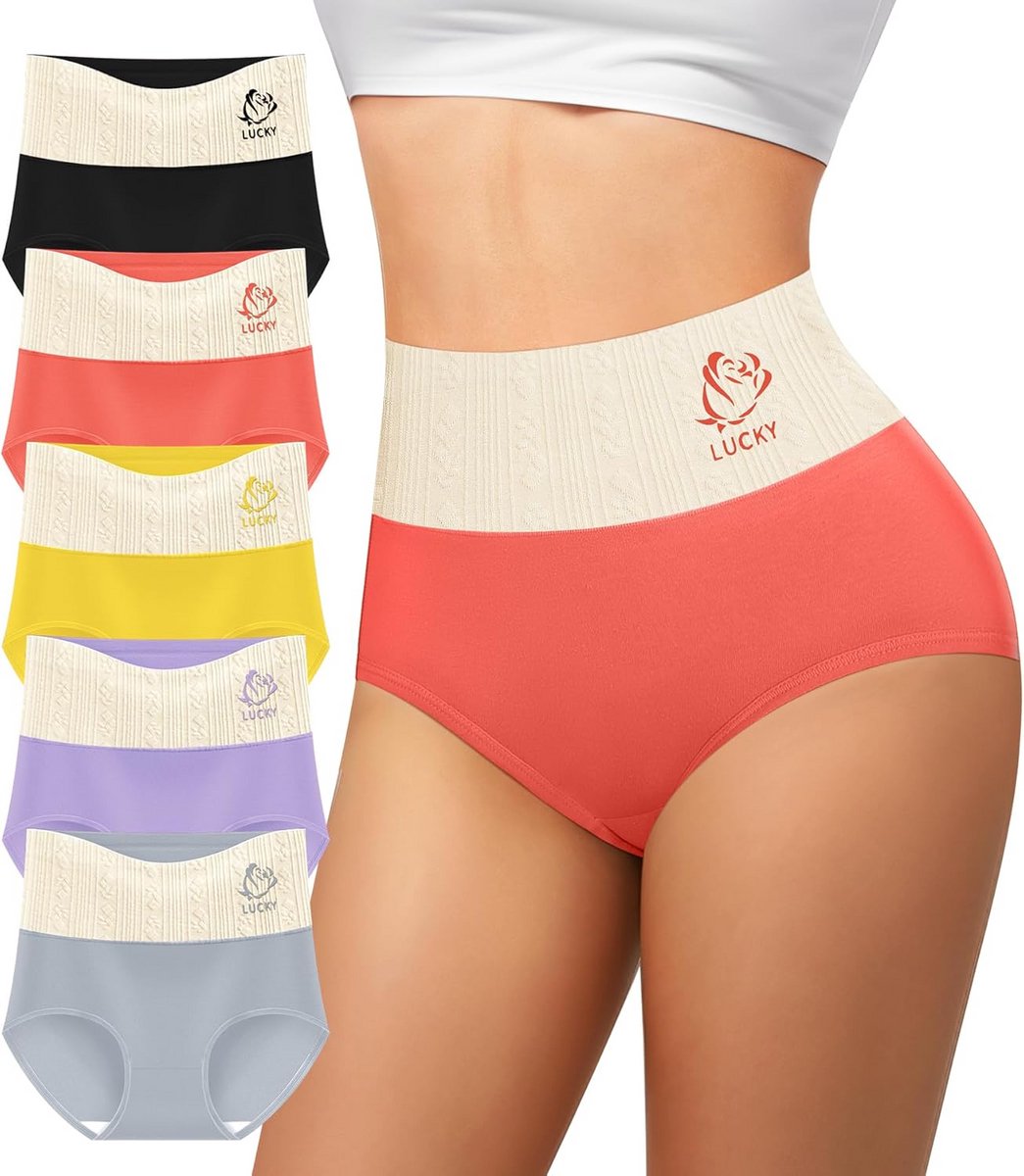 Dames slips hoge taille met buikcontrole 5-pack katoen