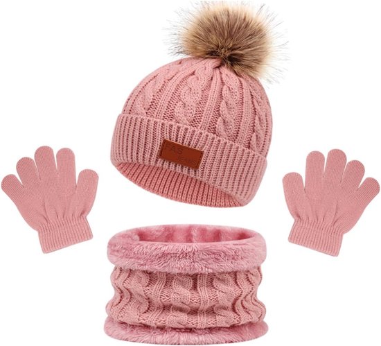 Wintermutsen en handschoenensets voor kinderen | Warme mutshandschoenen sjaal | Warme thermische fleece zachte winter gebreide muts nek sjaal handschoenen voor koud weer, reizen, kamperen