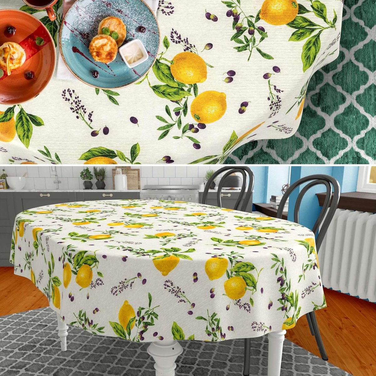 Afwasbaar Tafelkleed Ovaal Katoen Polyester Citroen 240x140 cm Binnen & Buiten