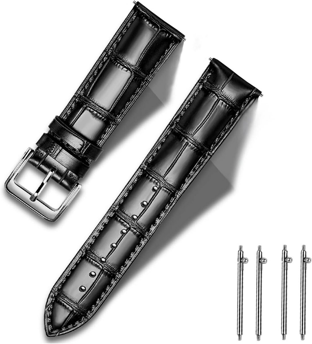 Leren Horlogeband met Gesp Snelsluiting - 18mm tot 24mm - Diverse Kleuren