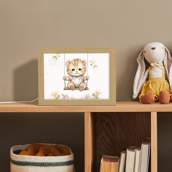 Nachtlampje 20x15 cm - Kinder lamp - Beer - Baby - Dier - Kinderen - Tafellamp kinderkamer - Slaapkamer lamp - Bedlamp kinderen - Kinderlampje stopcontact - Wandlamp babykamer - Nachtlampjes van Merkloos — afbeelding 3