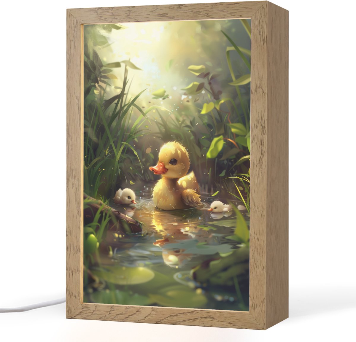 Nachtlampje 20x30 cm - Kinder lampje - Eendjes - Dieren - Natuur - Tafellamp kinderkamer -