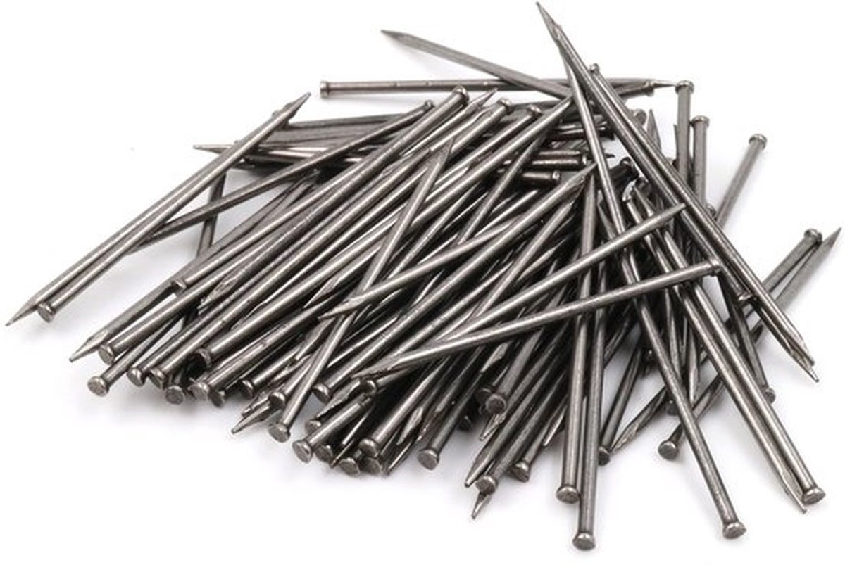 100x Stalen Pennen - Plintstiften - 1,5x40 mm - Platte Kop - Blanke Afwerking