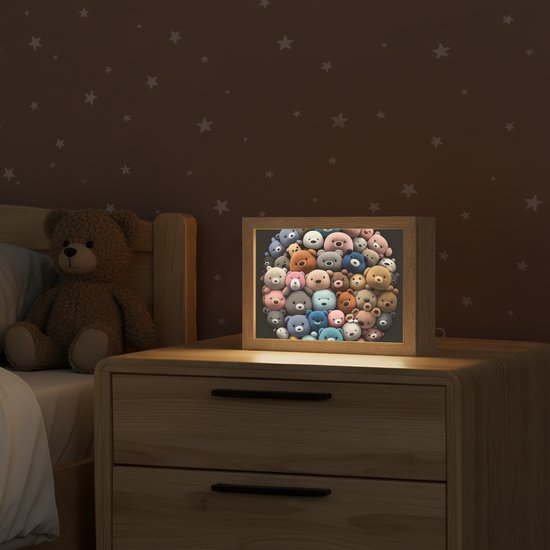 Nachtlampje 20x15 cm - Kinder lampje - Teddybeer - Knuffel - Dieren - Meisjes - Jongens - Tafellamp kinderkamer - Slaapkamer lamp - Bedlamp kinderen - Kinderlampje stopcontact - Wandlamp babykamer - Nachtlampjes van Merkloos — afbeelding 2