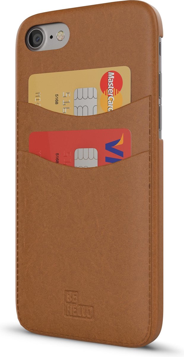 "BeHello iPhone 8 7 Hoesje met Ruimte voor Pasjes - Card Case - Back cover Bruin "